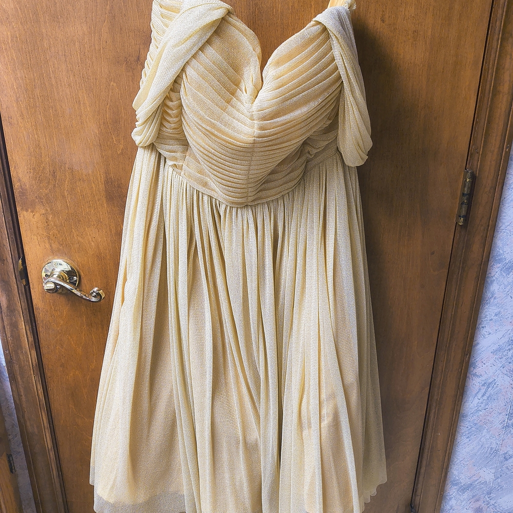 Unique Vintage Garden State Swing Dress In Gold Shimmer